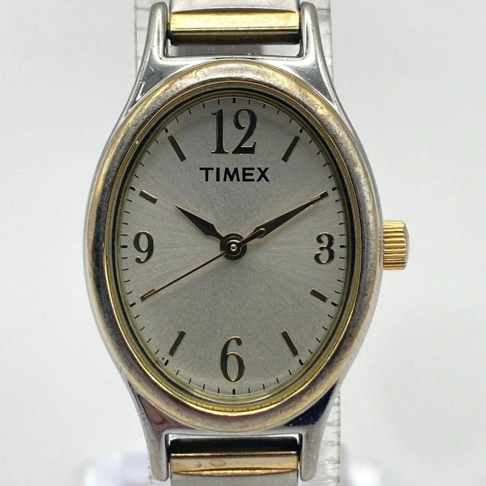 Timex Cavatina Watch Women Gold Silver Tone 21mm Stretch Band New Battery 6.25